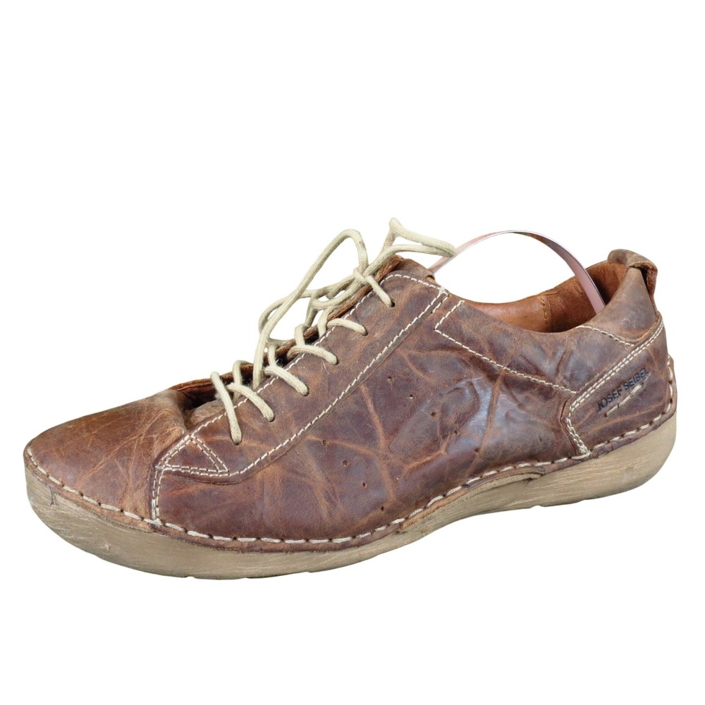 Josef Seibel Fergey 56 Women Oxford Sneaker Size 38 Casual Comfort Brown Leather